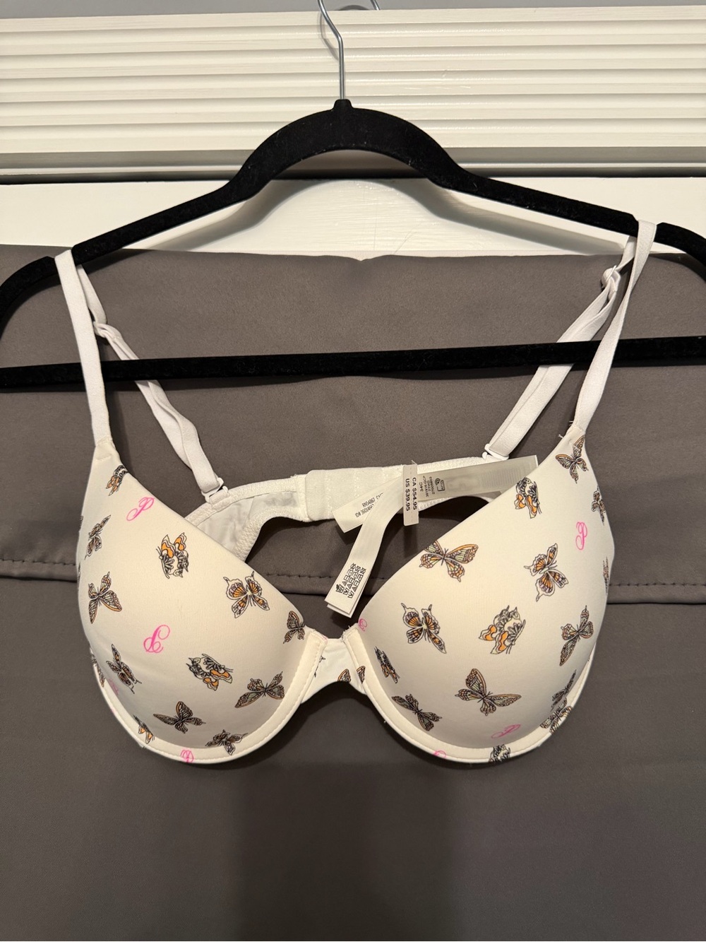 Victoria's Secret White Butterfly Print Push-Up Bra